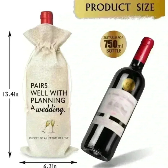 Beige Wine Bottle Bag, Unbranded, Gift Bag, 750ml, Beige‎ - Picture 3 of 6